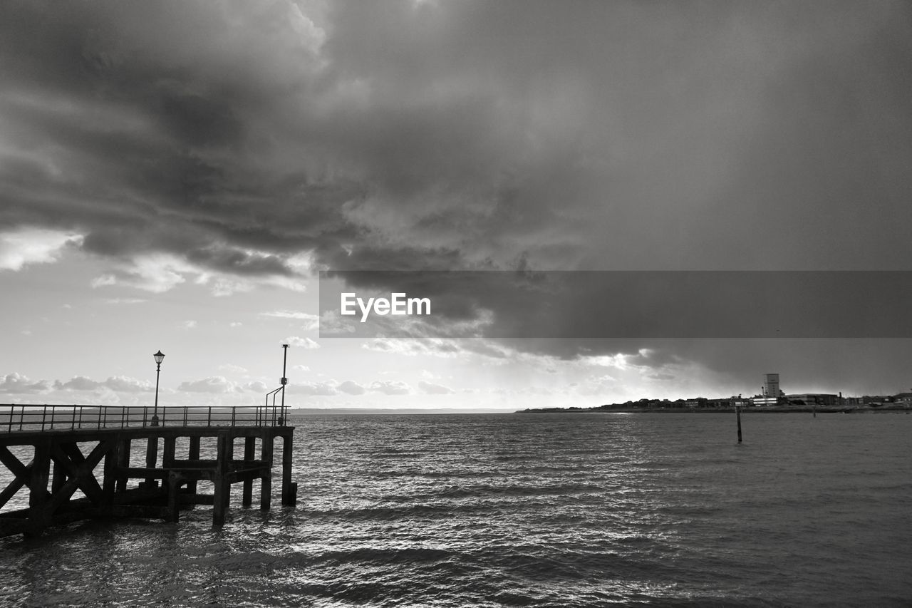 Pier over sea against sky