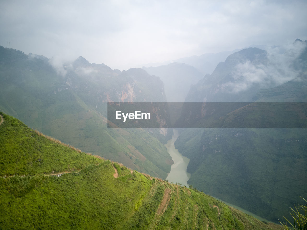 Scenic view of mountains against sky