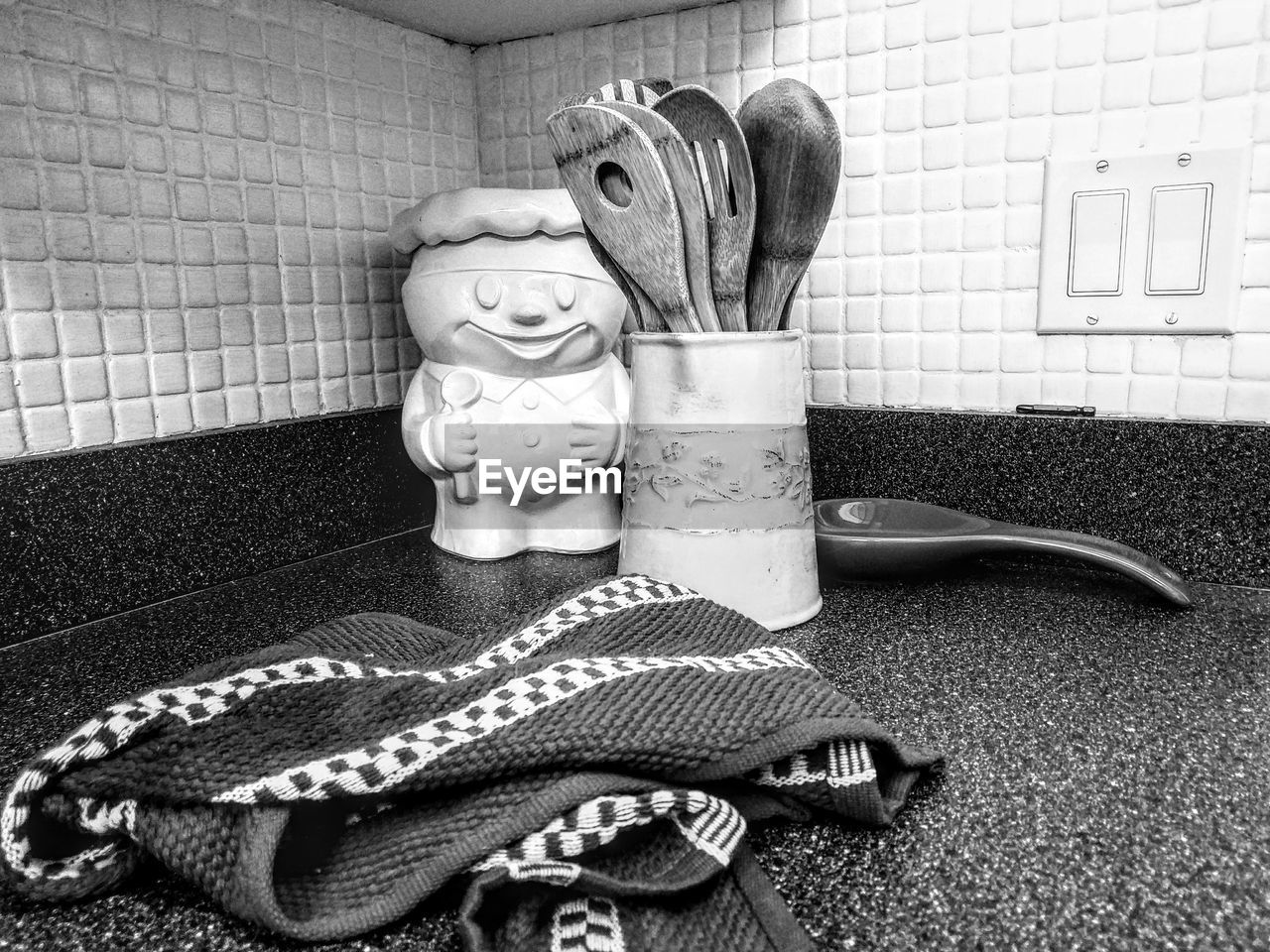 Close-up of napkin on kitchen counter at home