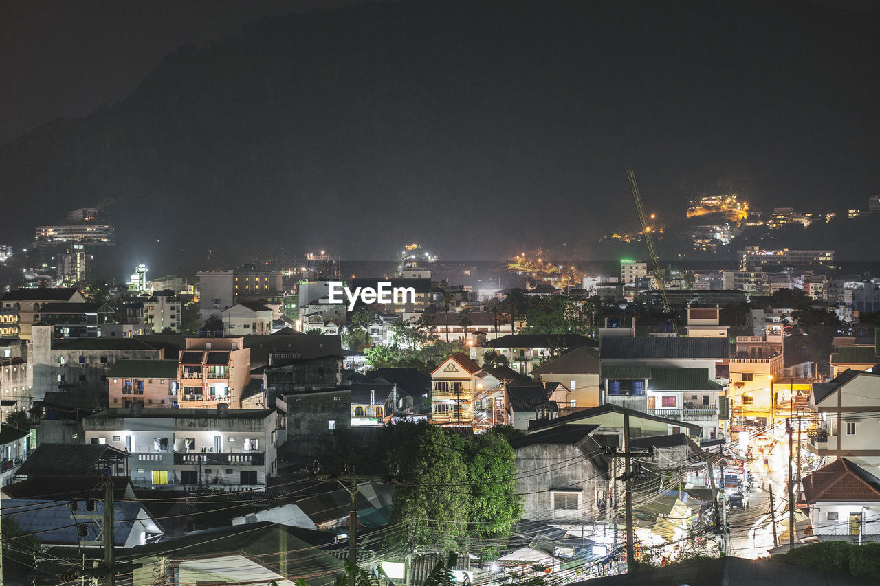 Illuminated cityscape at night