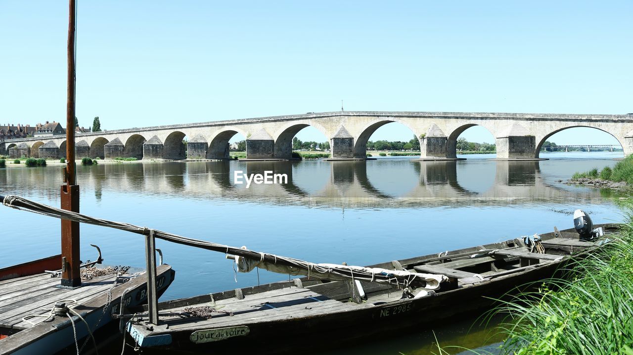 VIEW OF BRIDGE OVER RIVER AGAINST CLEAR SKY