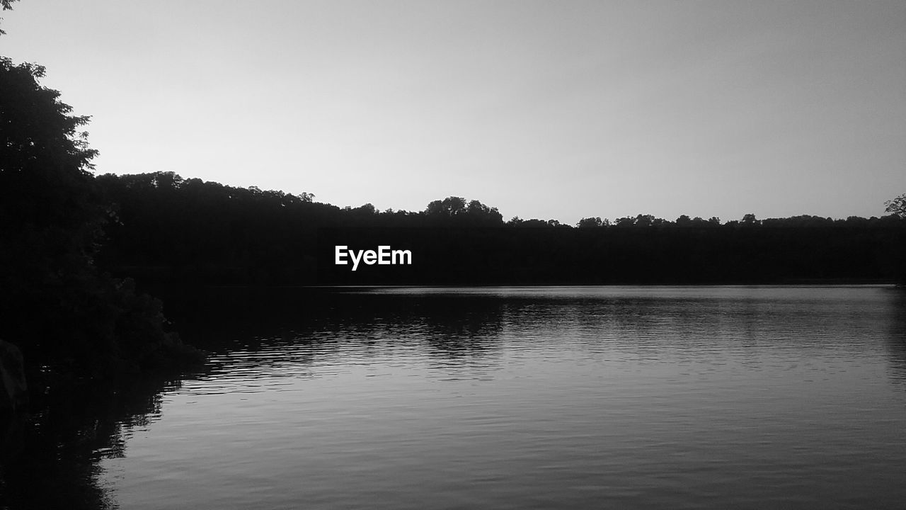 VIEW OF LAKE AGAINST CLEAR SKY