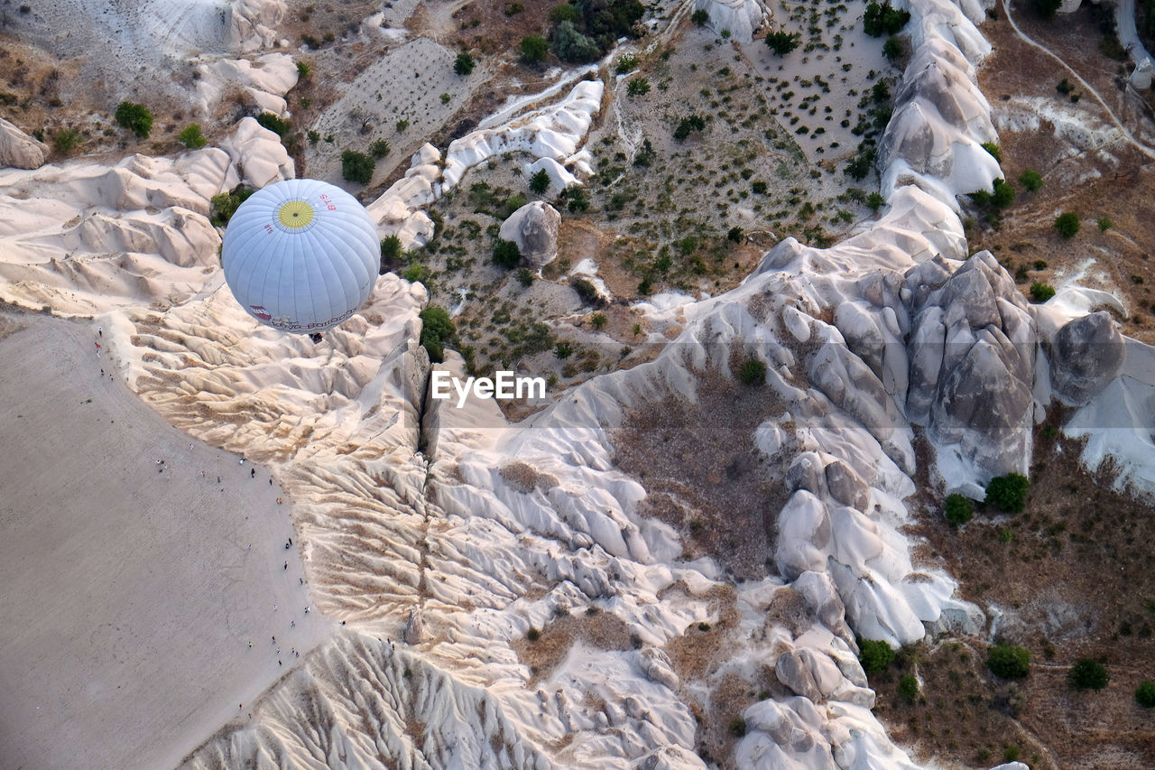 High angle view of rock formations, turkey