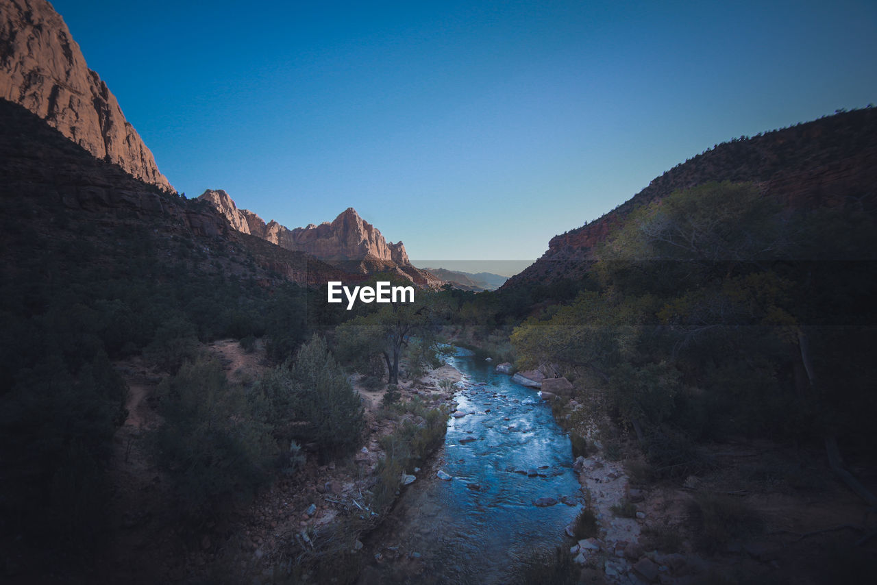 SCENIC VIEW OF MOUNTAINS AGAINST CLEAR SKY