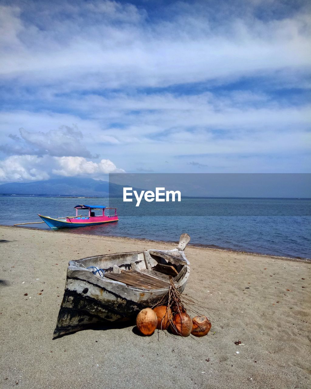 Boats moored in sea