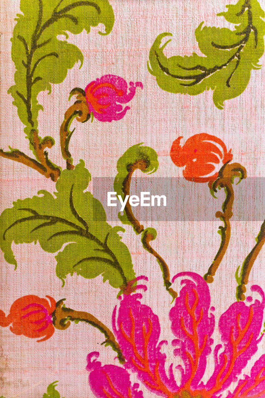 Close-up of floral patterns on textile