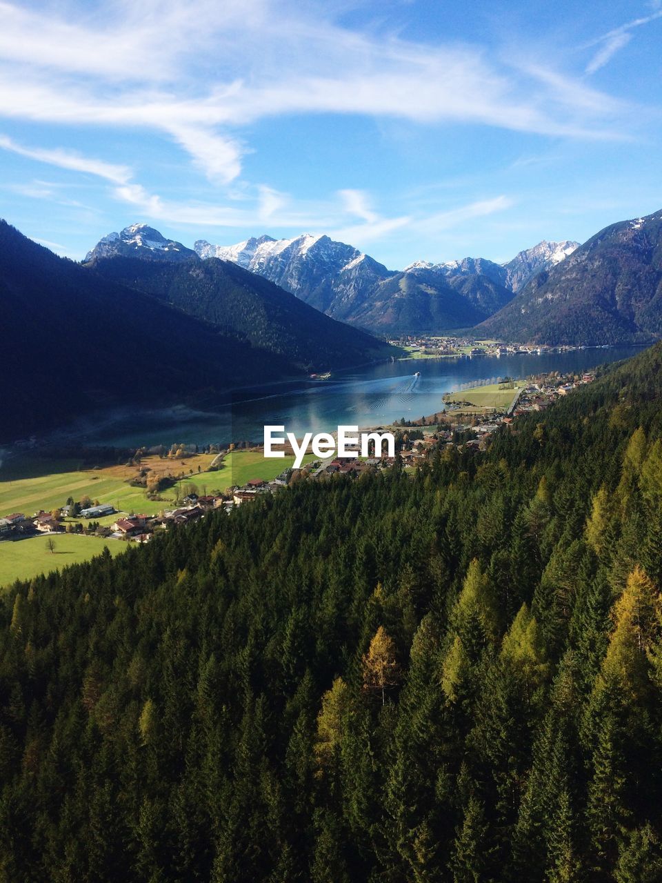 Scenic view of landscape and mountains against sky