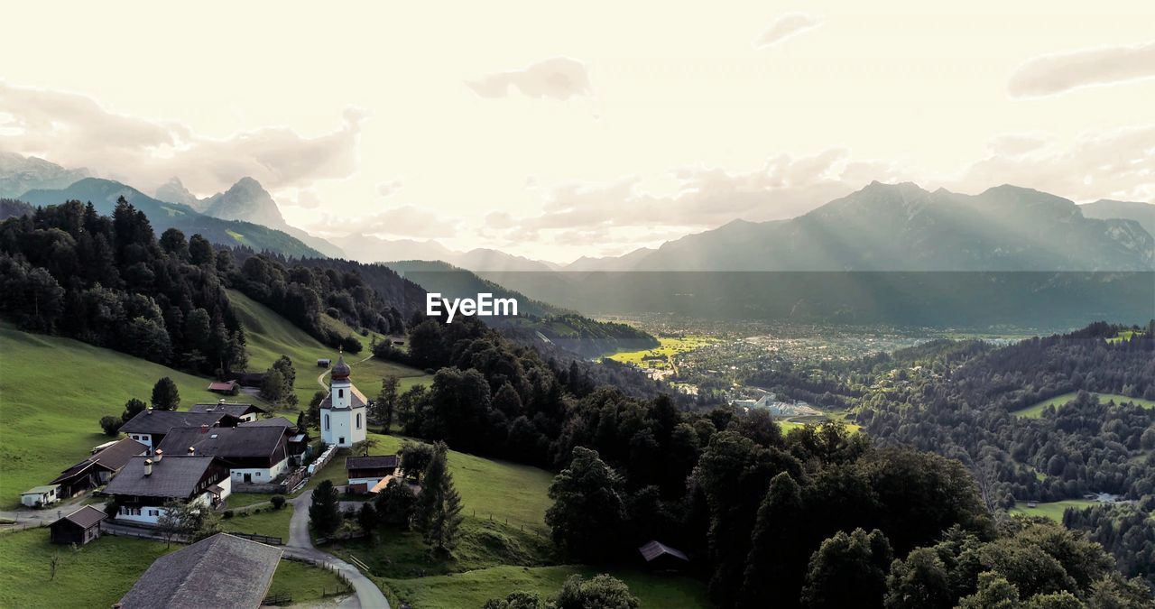 Panoramic view of landscape and mountains against sky