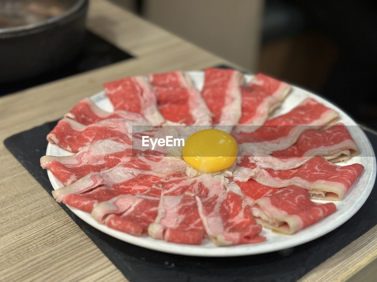 high angle view of food in plate on table