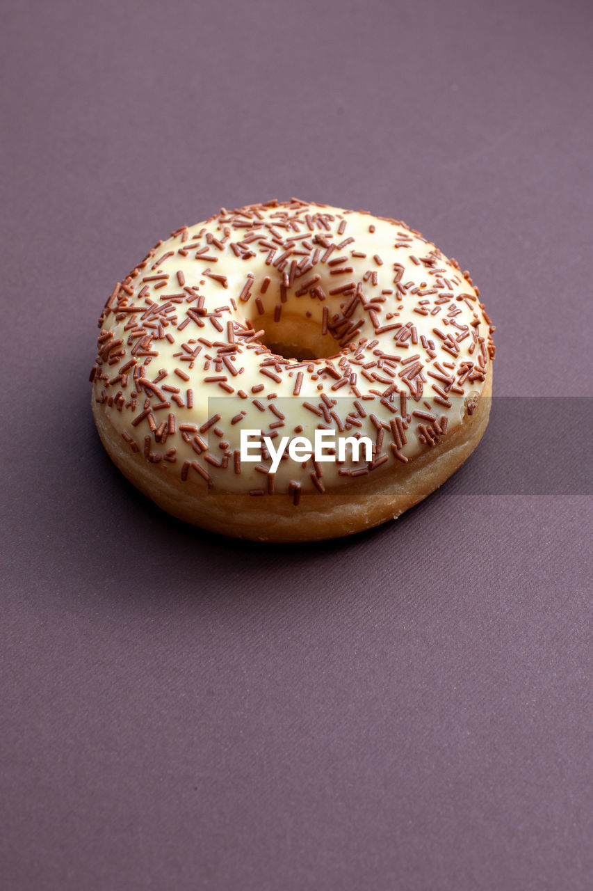 high angle view of donuts on table