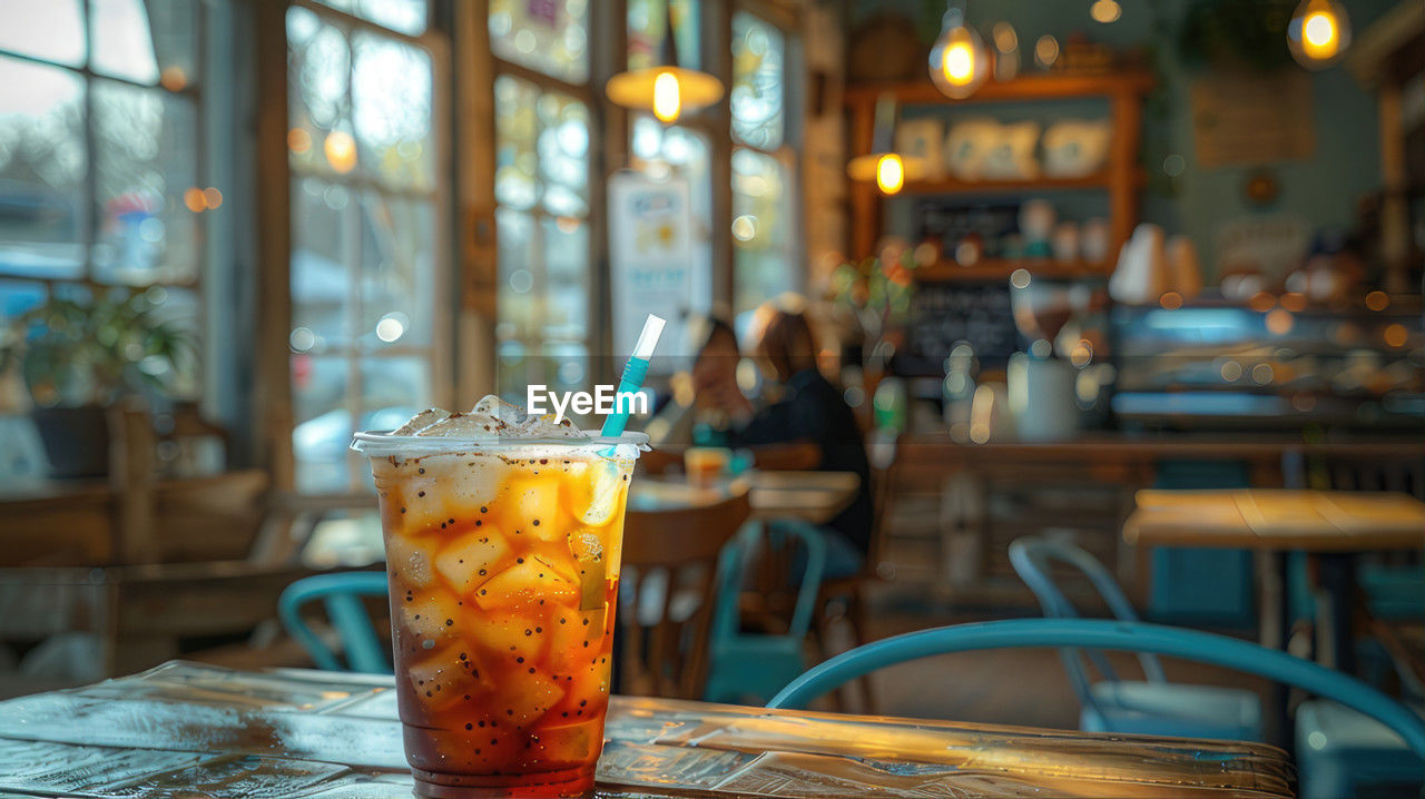 close-up of drink on table in restaurant