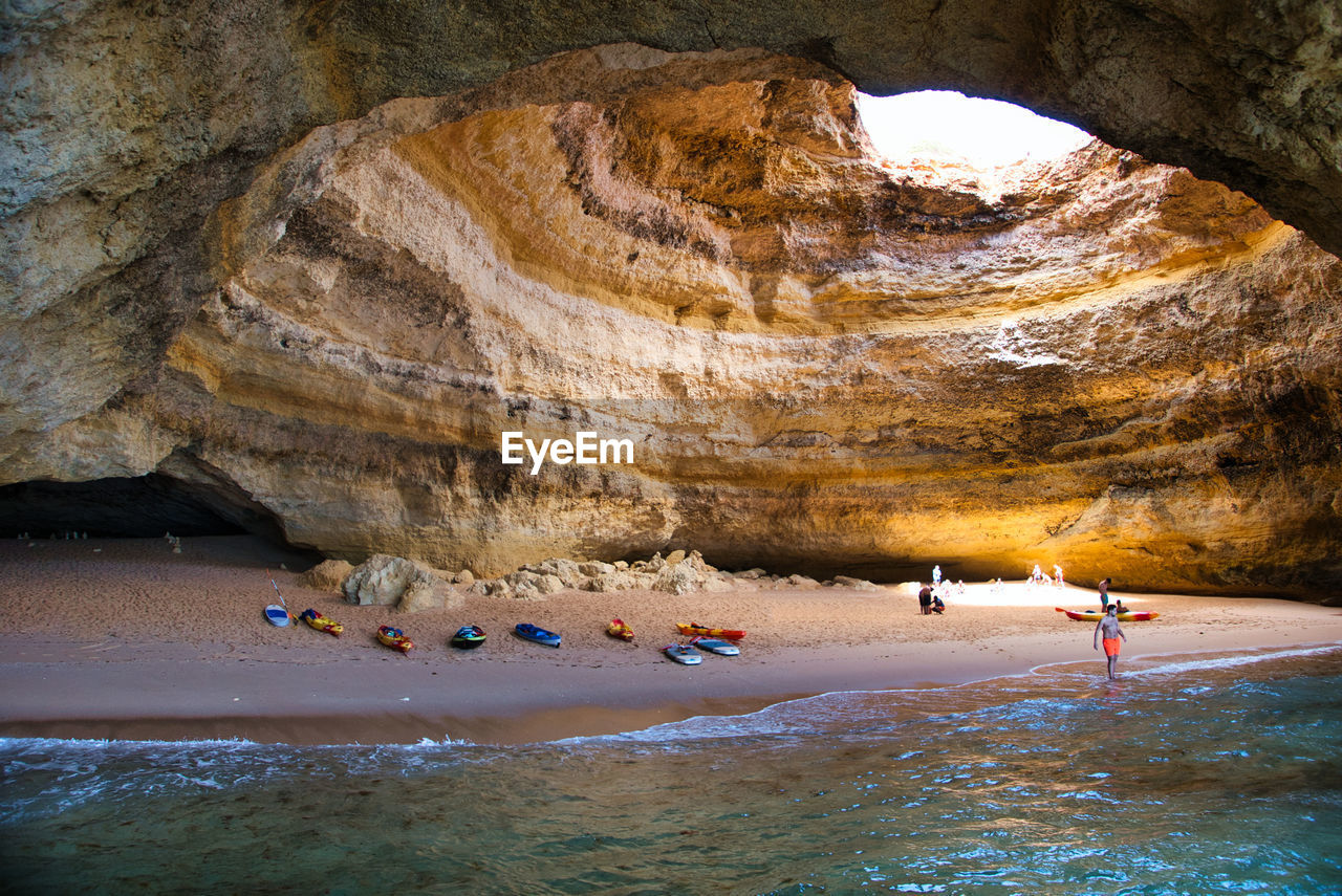 Boat trip along the coast of algarve, portugal with the famous rocks and caves