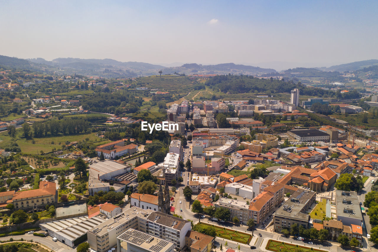 Guimaraes drone aerial city view in portugal