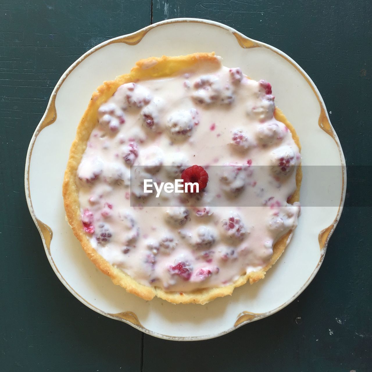 High angle view of sweet food in plate on table