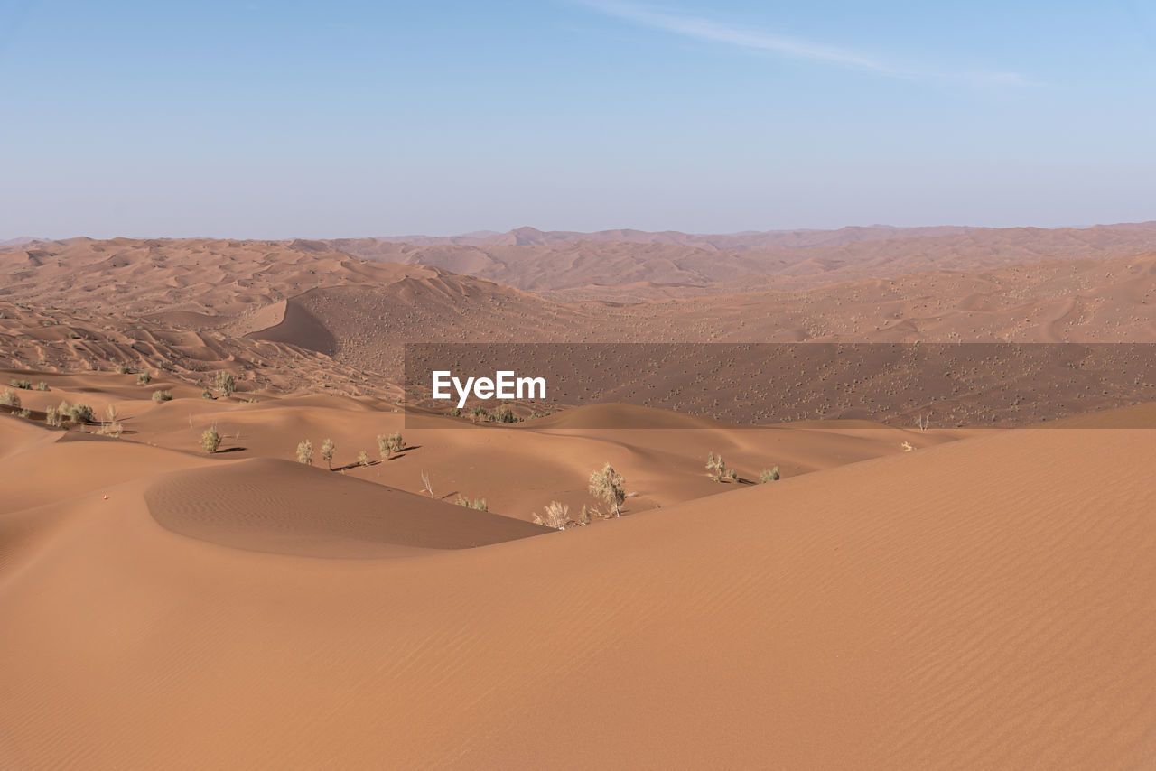 The formation of sand dunes in dasht e lut or sahara desert. nature and landscapes desert.