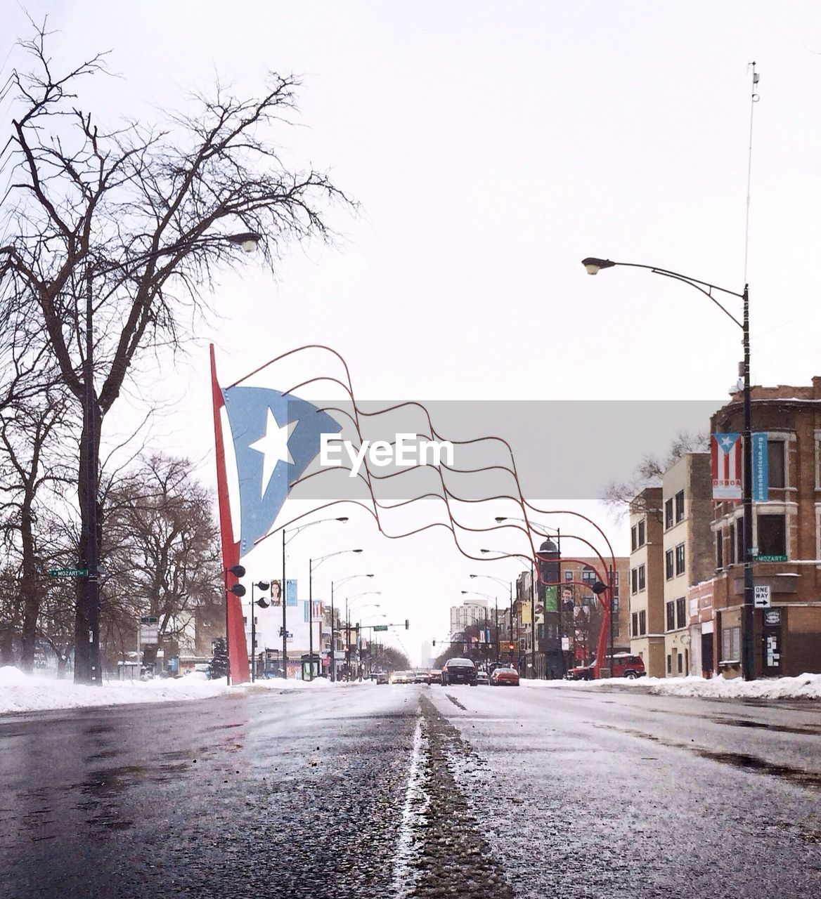 Division street - puerto rican flag during winter