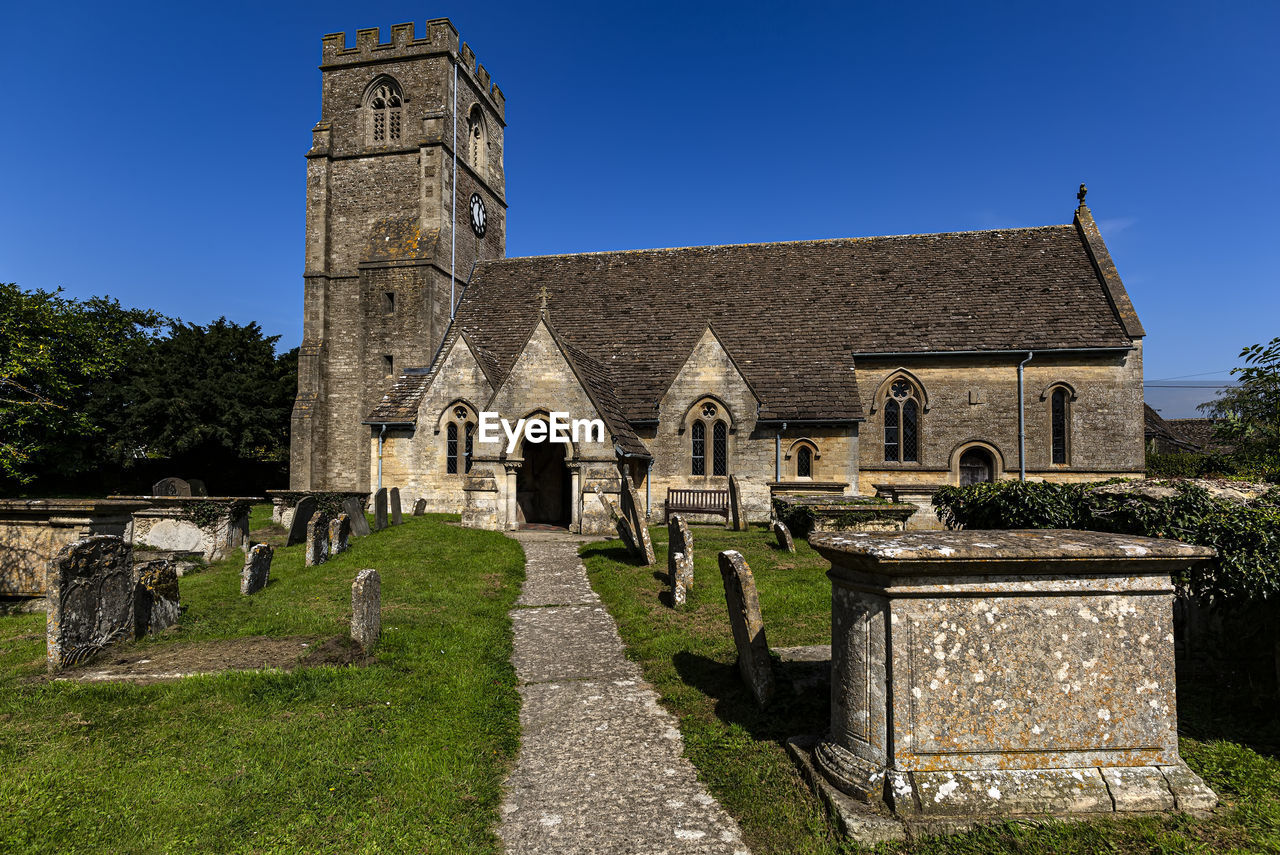 Cemetery against church