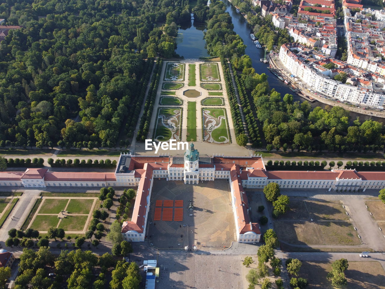 High angle view of buildings in city