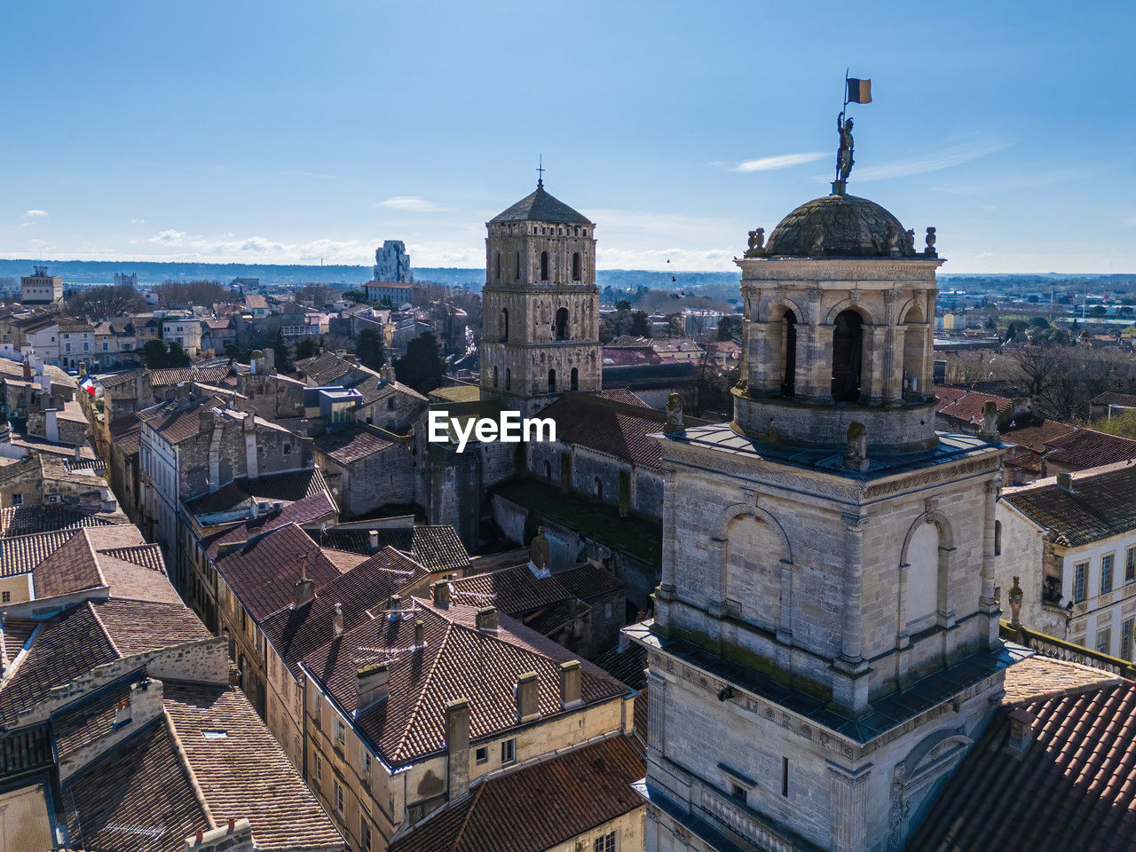 architecture, landmark, building exterior, built structure, city, travel destinations, building, cityscape, sky, place of worship, religion, travel, town, history, nature, roof, the past, tower, dome, urban area, high angle view, tourism, landscape, belief, urban skyline, worship, skyline, downtown, spirituality, no people, outdoors, ancient history, residential district, blue, aerial view, metropolis, steeple, water, cloud, spire, bell tower, old, day, horizon, business finance and industry, catholicism