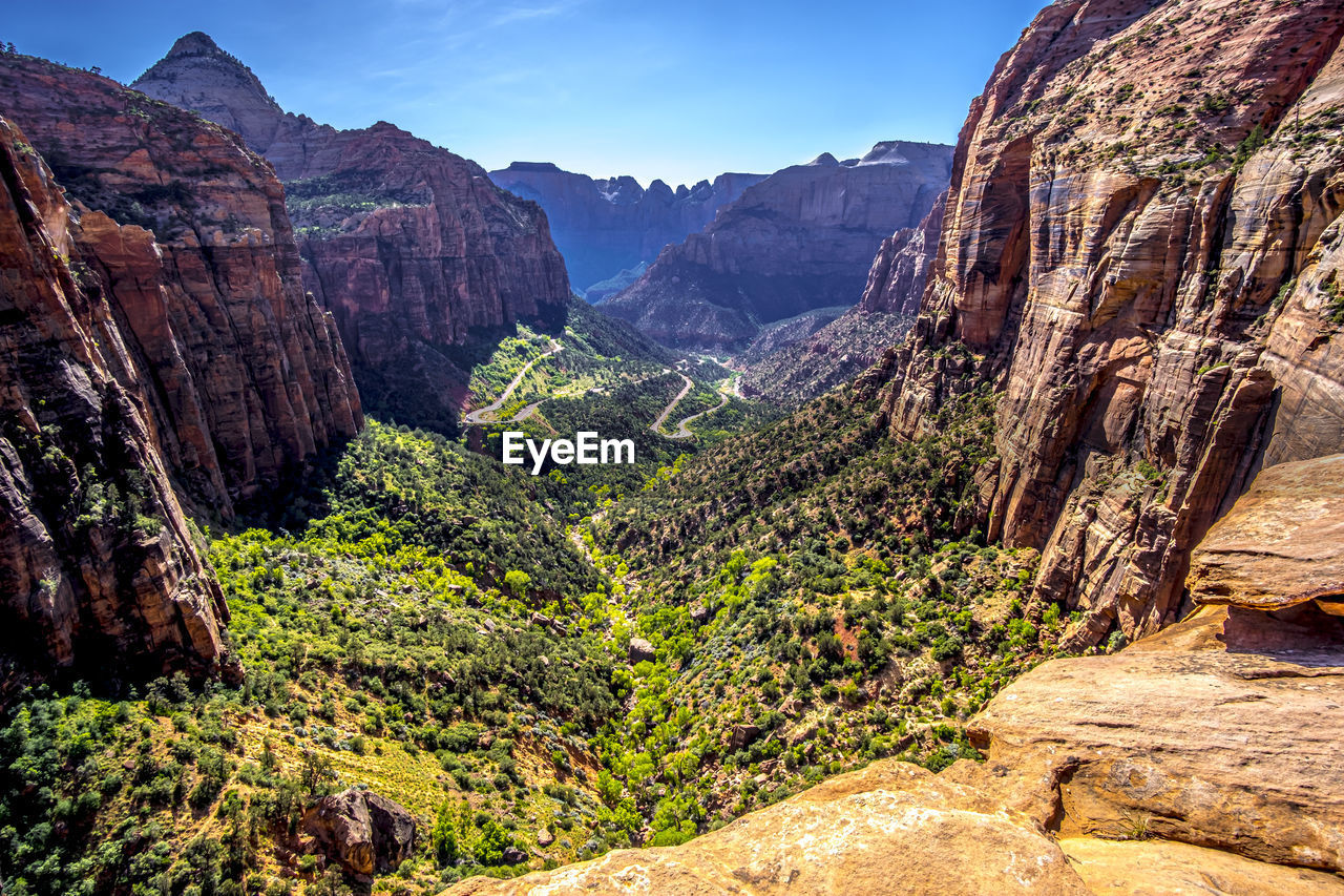 Scenic view of mountain range against sky