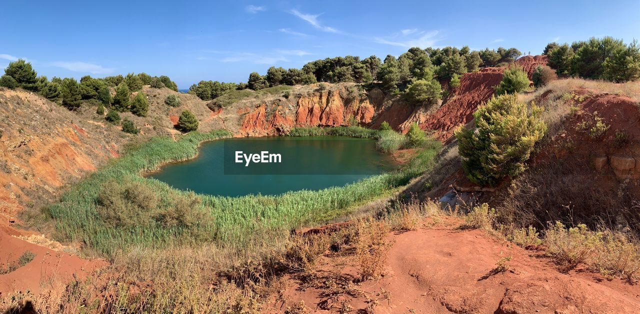 Panoramic view of  cave landscape against sky