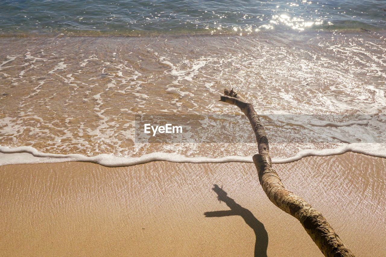 High angle view of shadow on beach