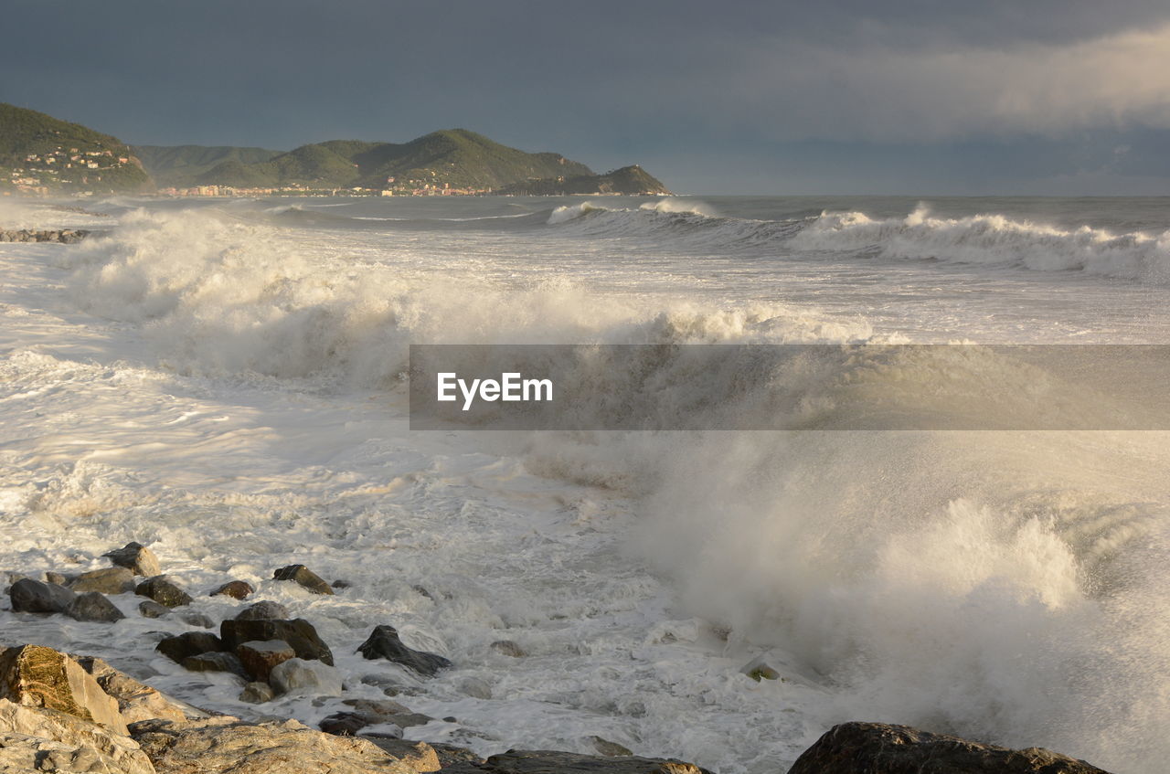 Stormy sea. lavagna. tigullio gulf. liguria. italy