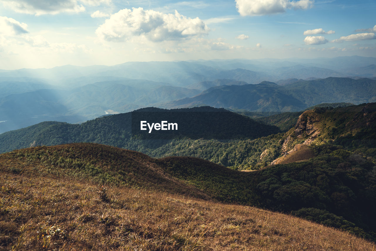 Scenic view of mountains against sky