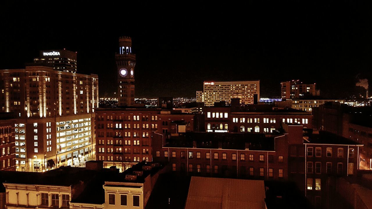 Scenic view of illuminated cityscape at night