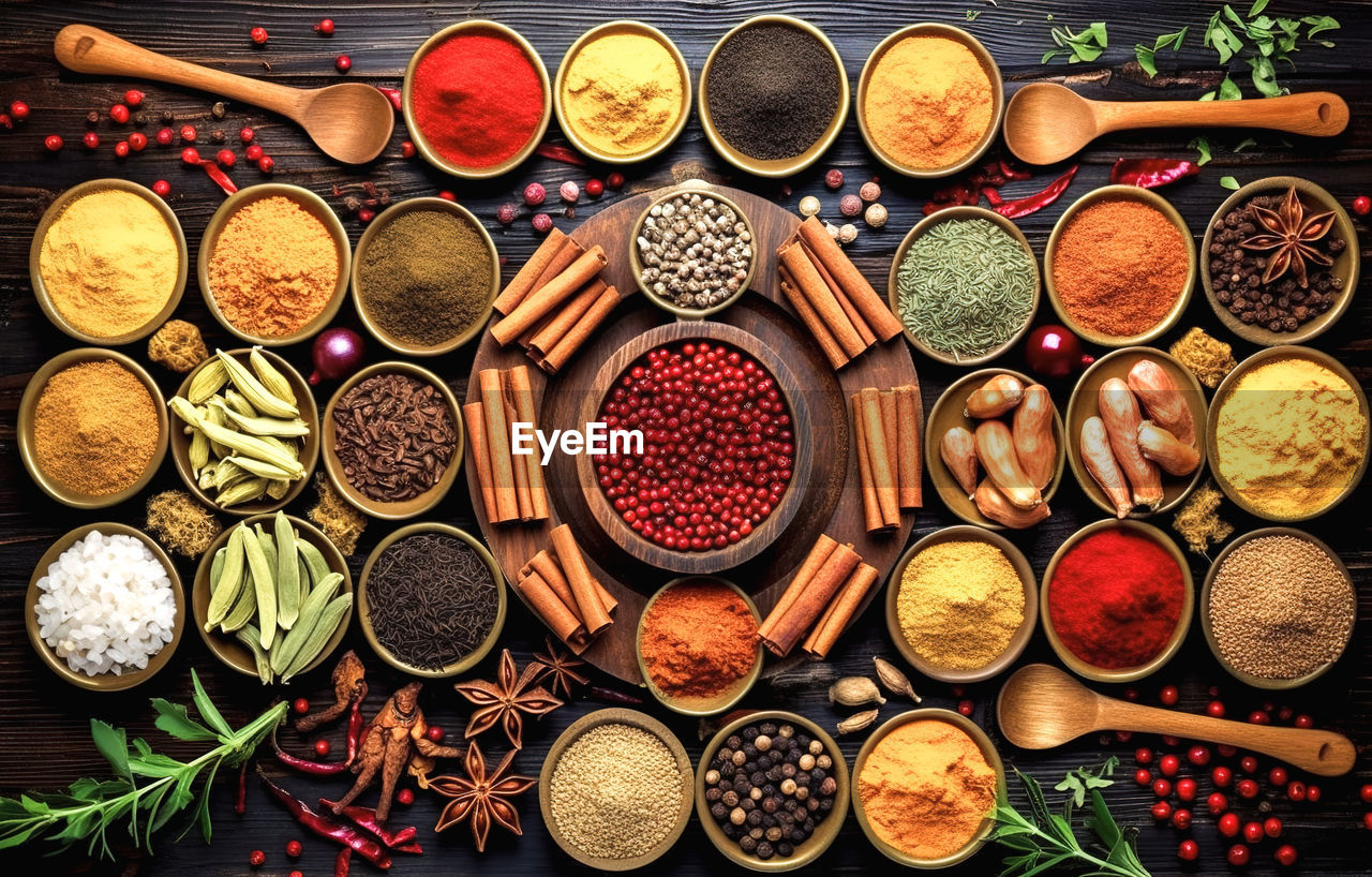 full frame shot of various spices for sale