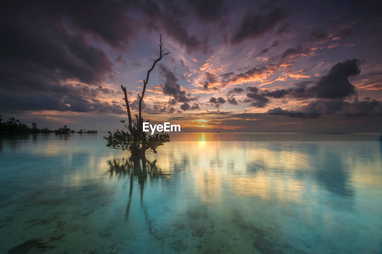 Scenic view of sea against sky during sunset