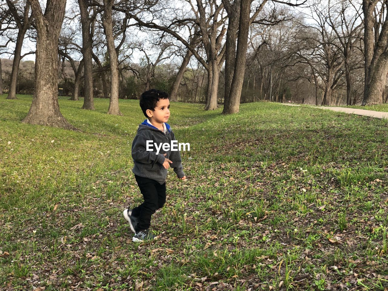 Boy playing in park