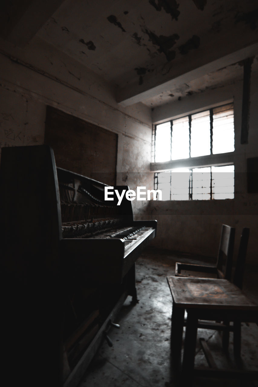 Piano in abandoned house