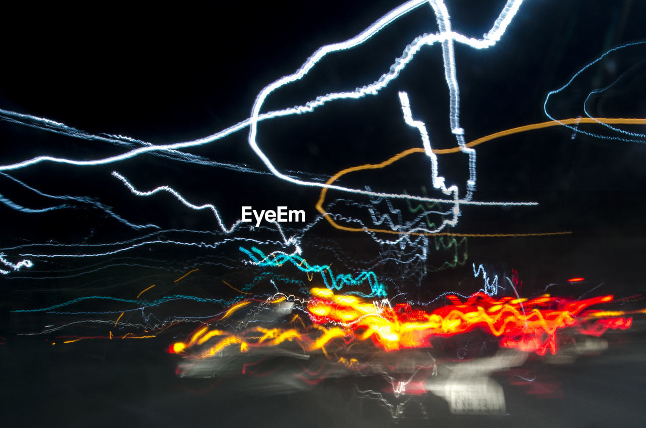 Abstract image of light trails at night