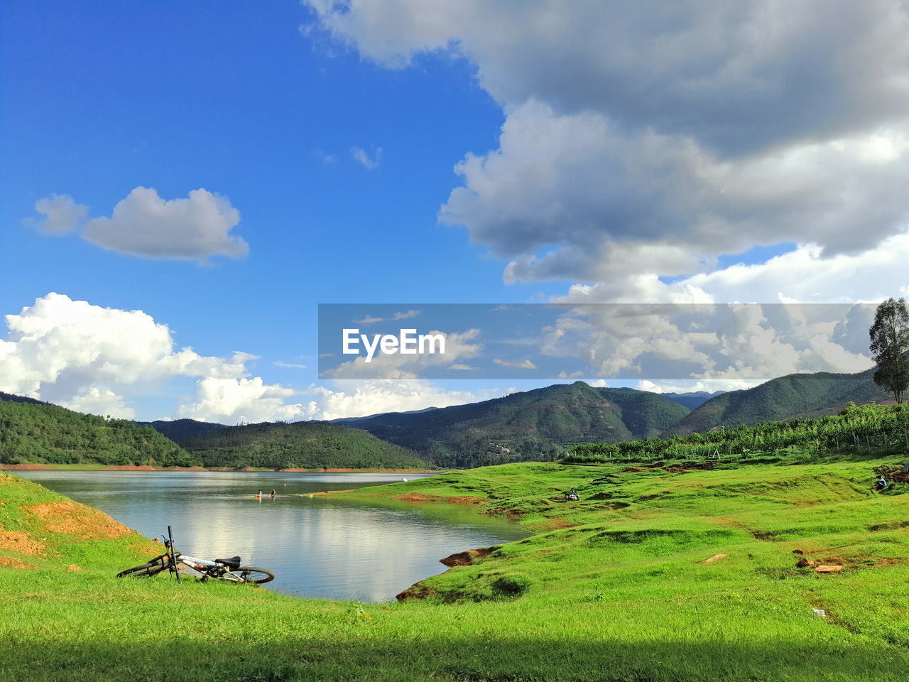 Scenic view of lake against sky