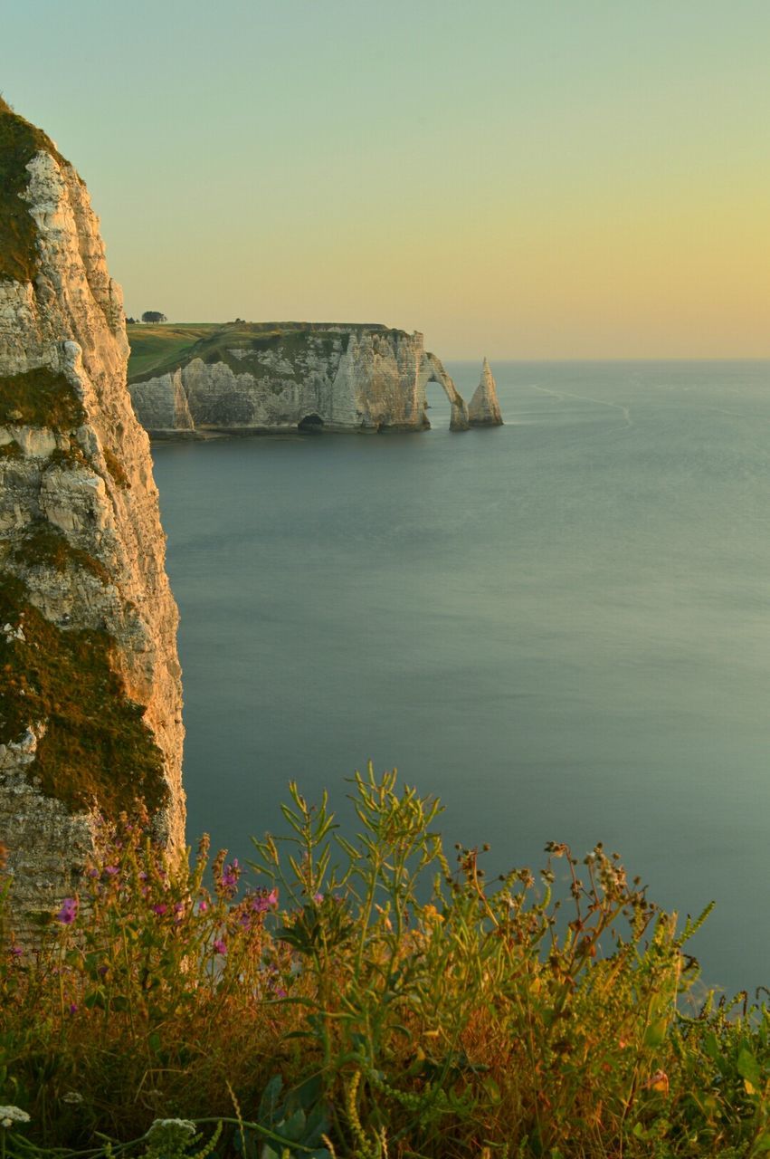 Scenic view of sea against clear sky