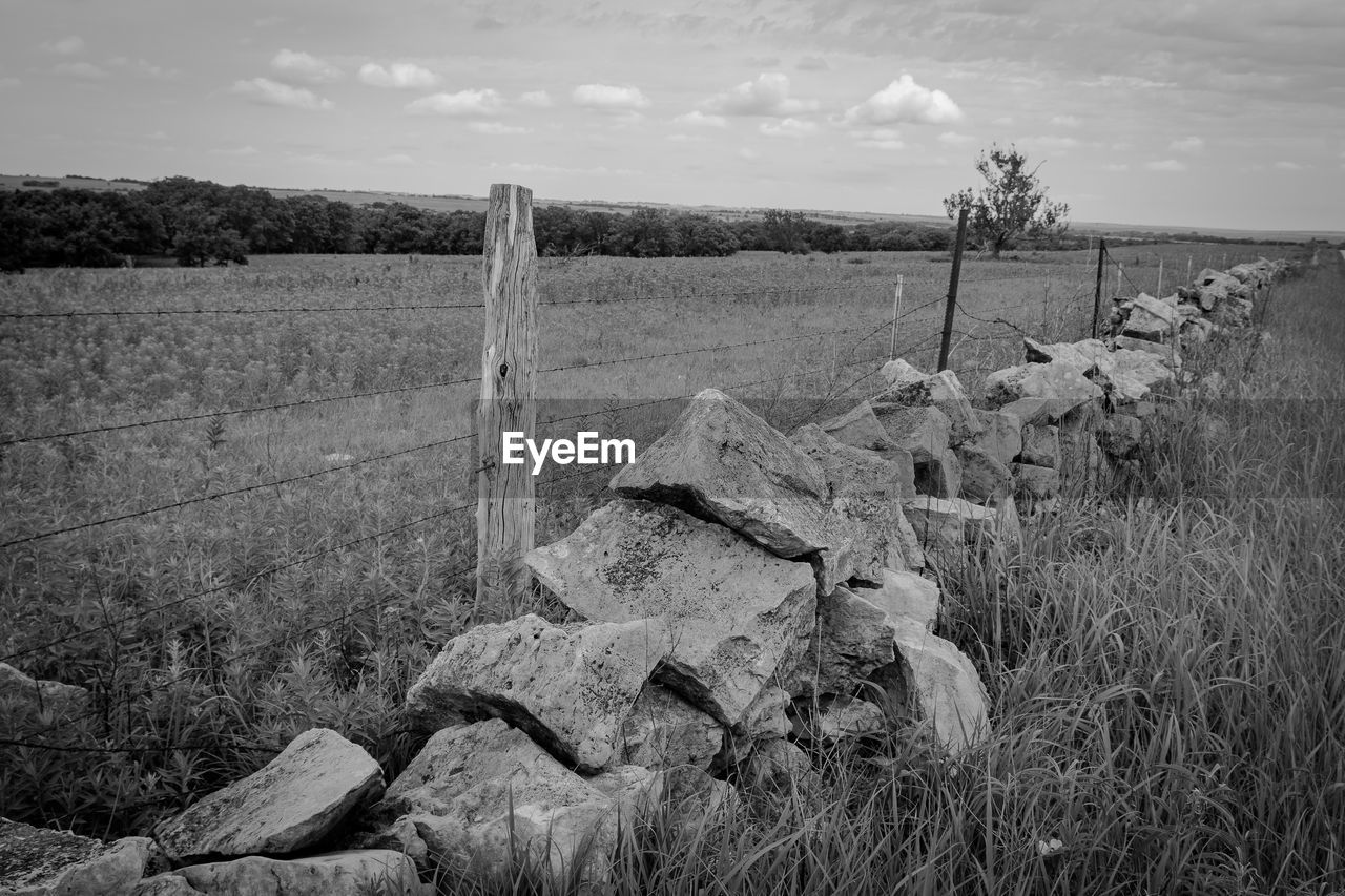 Scenic view of field against cloudy sky