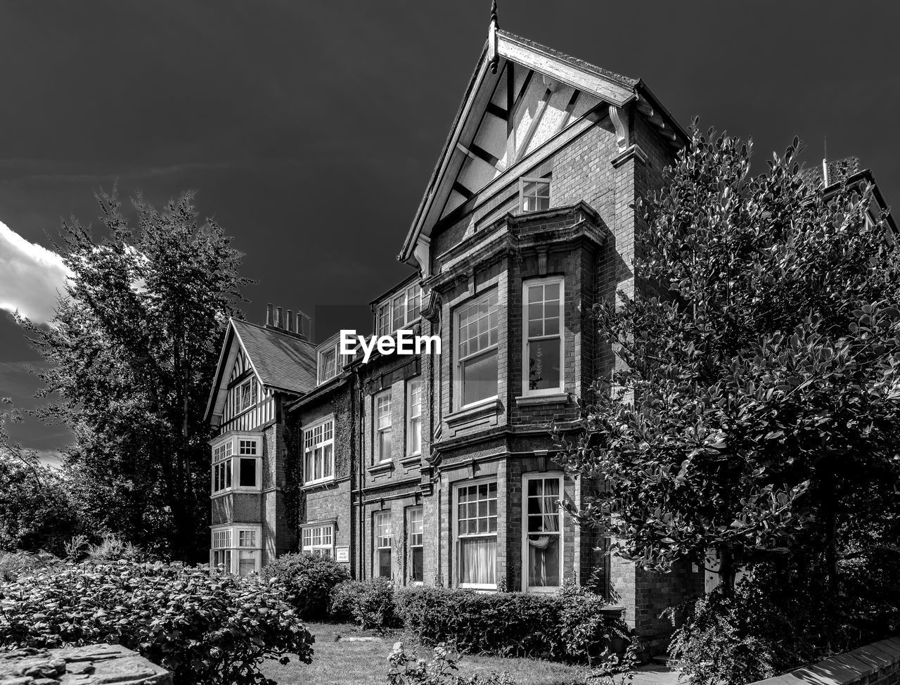 Low angle view of old building against sky