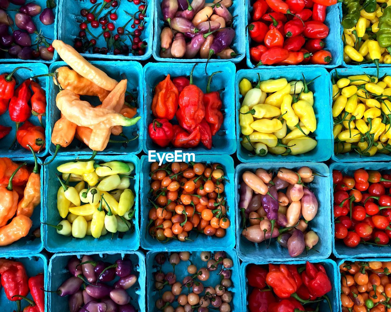 Full frame shot of multi colored vegetables for sale in market
