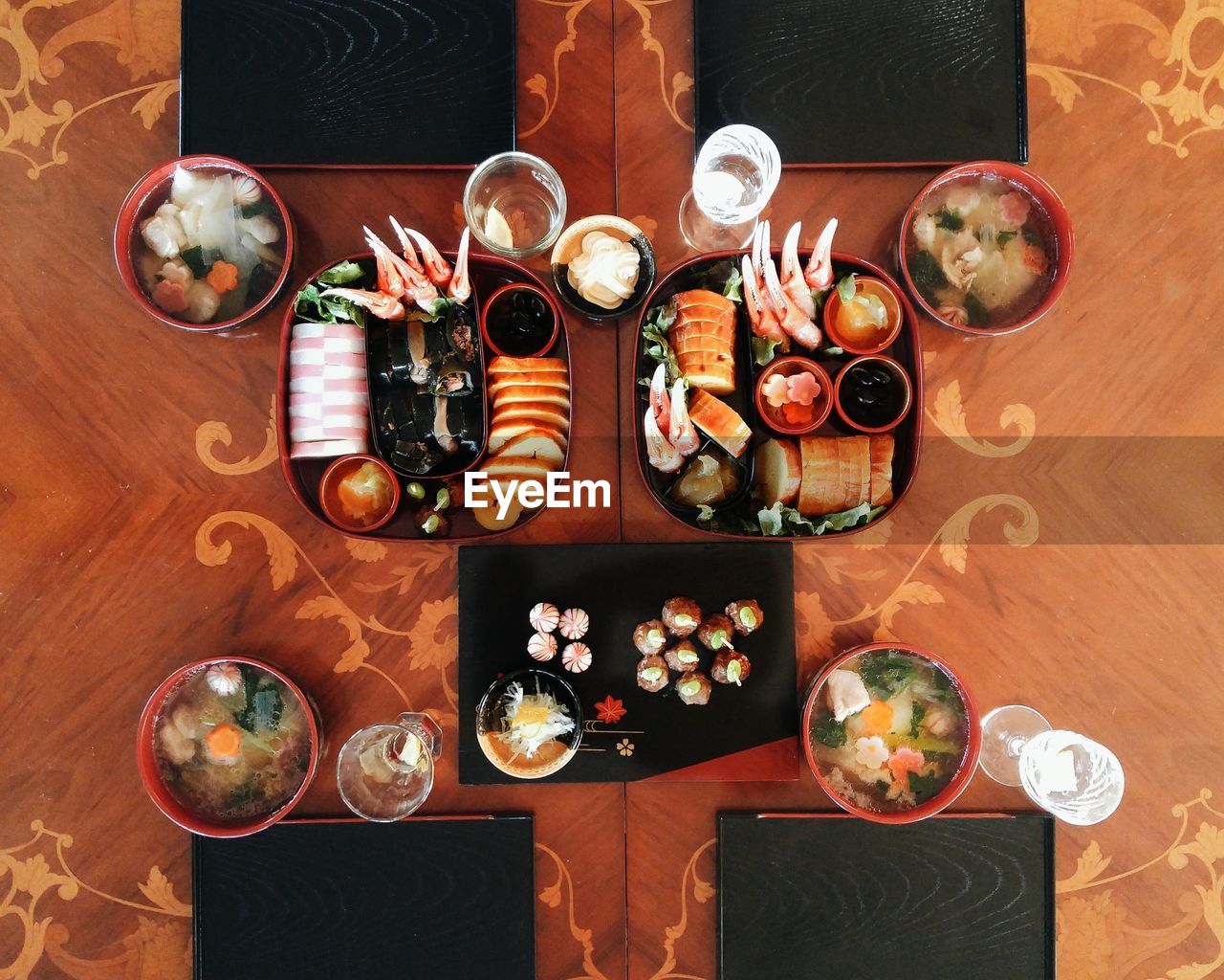 High angle view of food on table