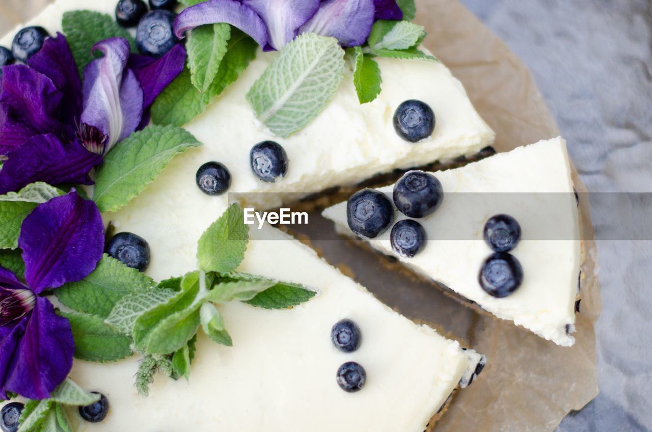 High angle view of cheese cake