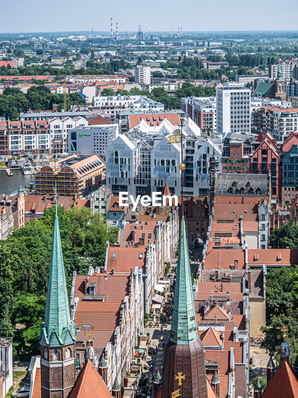 High angle view of townscape against sky gdansk 