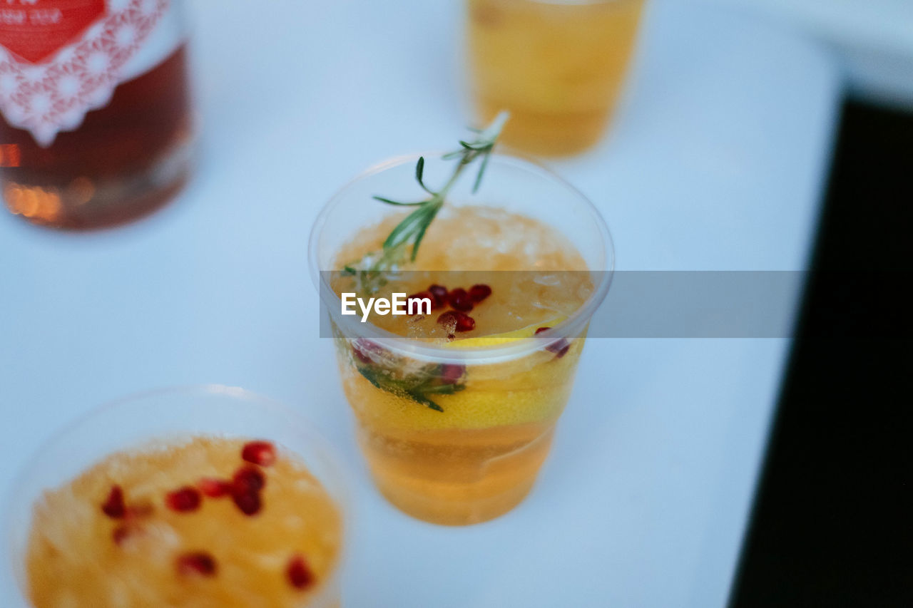 CLOSE-UP OF BREAKFAST SERVED IN GLASS