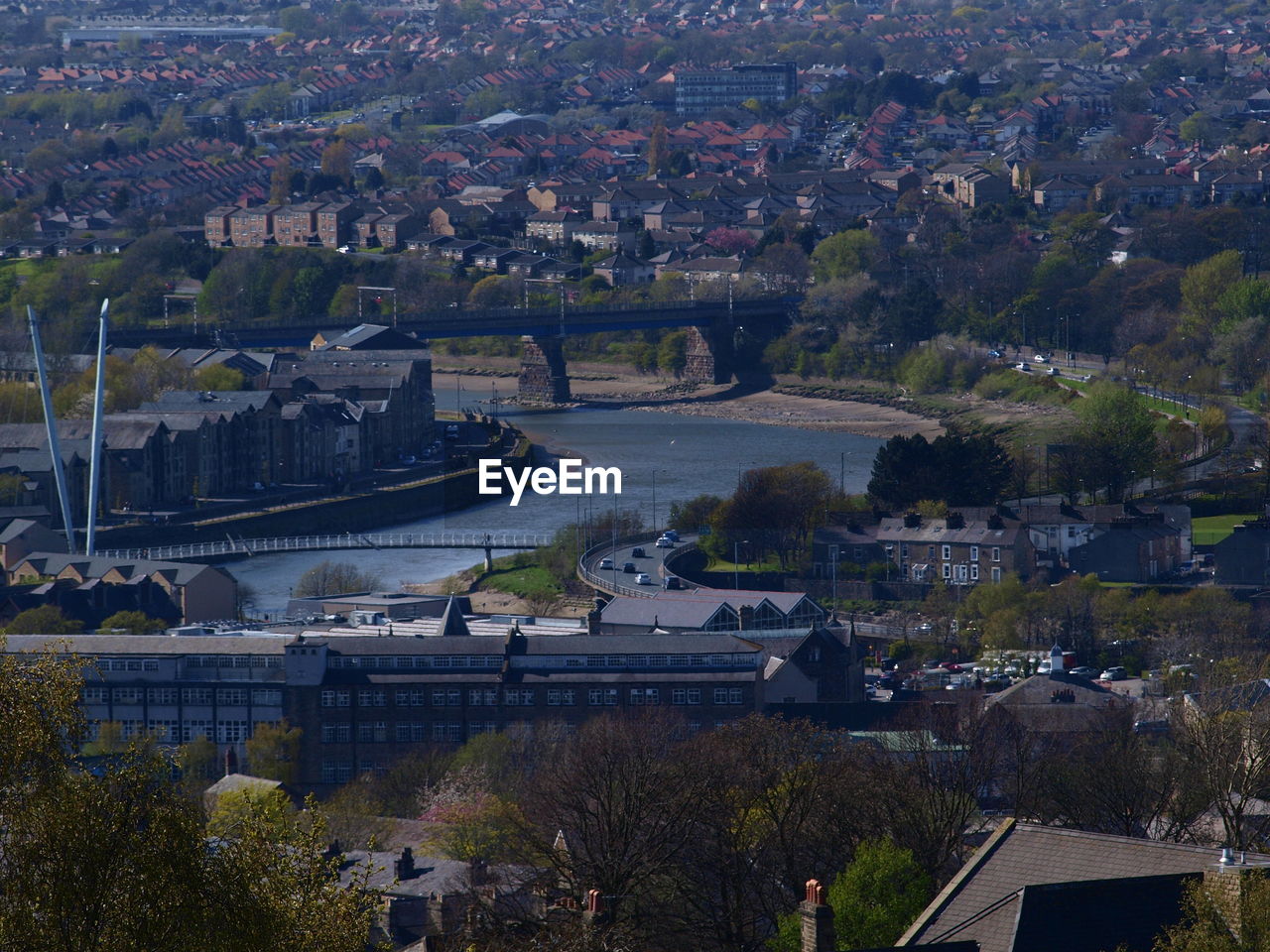 High angle view of city