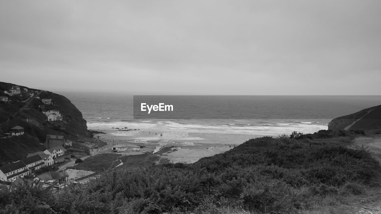 High angle view of sea against sky