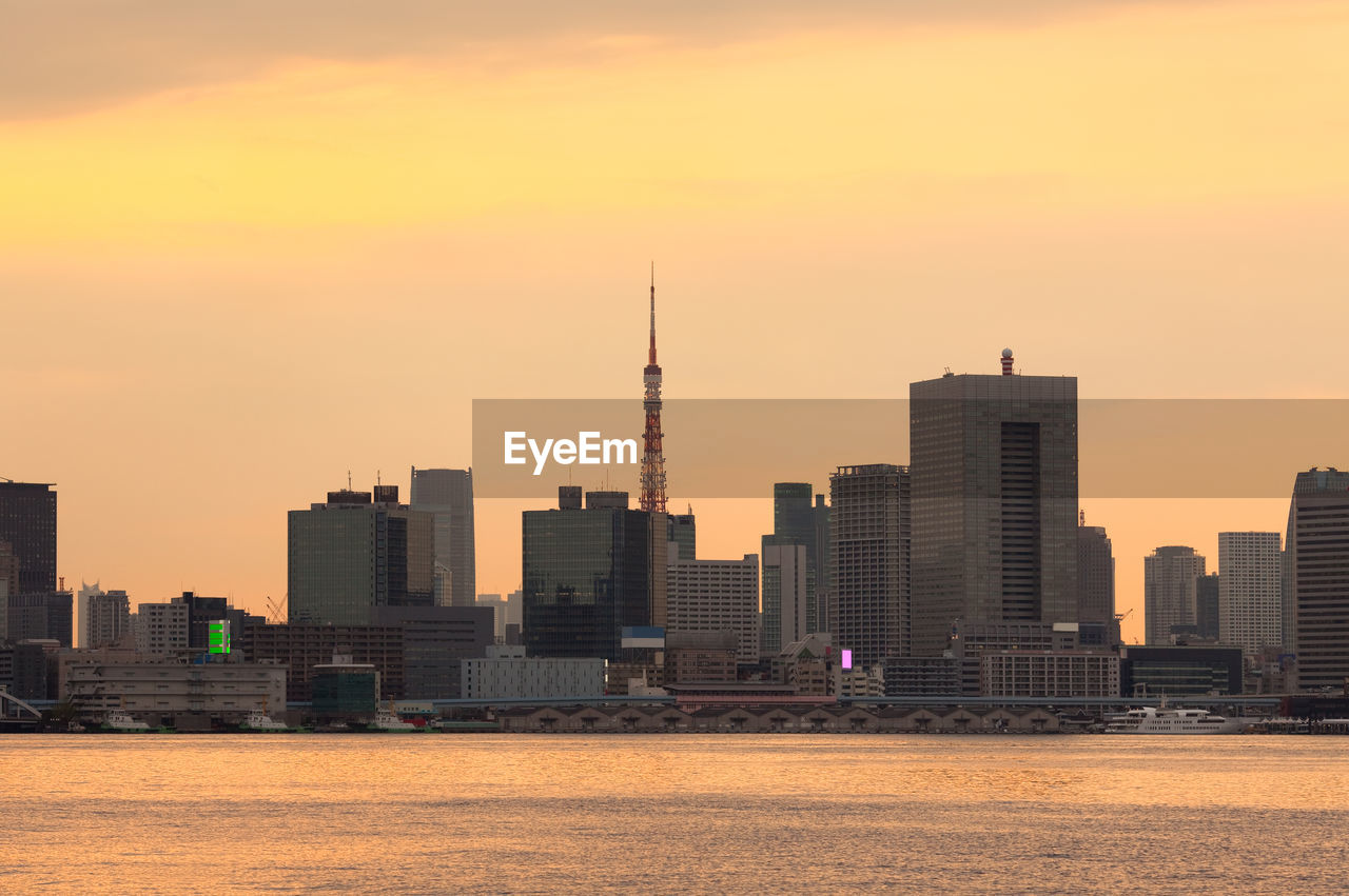 City skyline of tokyo at sunset, kanto region, honshu, japan