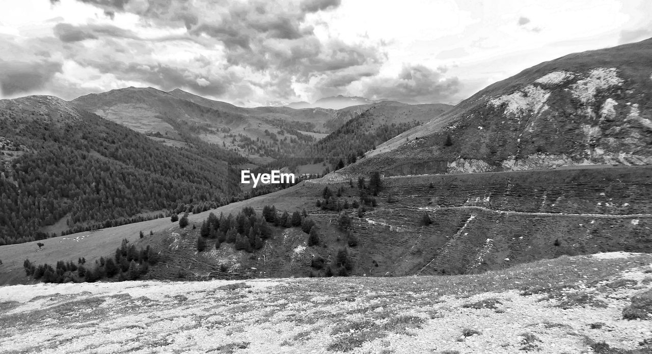 Scenic view of mountains against sky