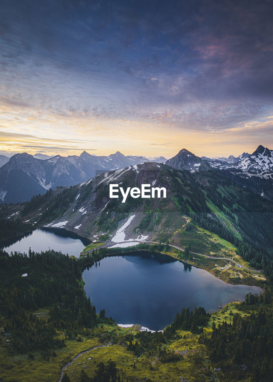 Beautiful "twin lakes" lakes from the top of winchester mountain, usa