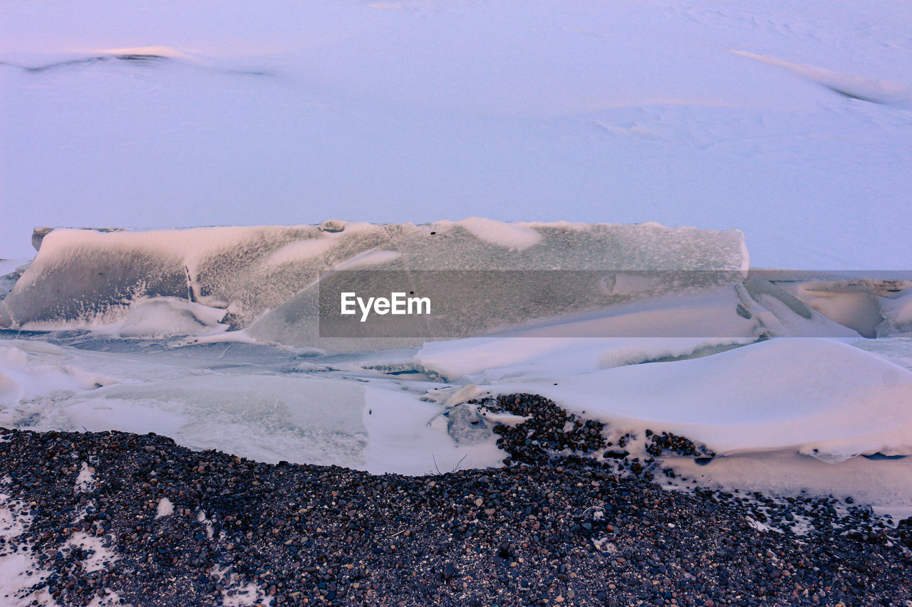 SCENIC VIEW OF SNOW COVERED LAND