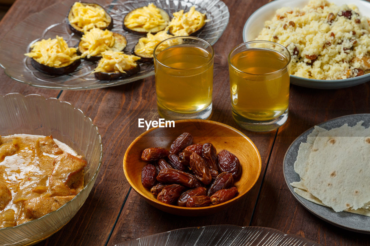 close-up of food on table